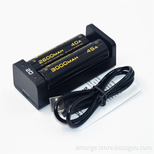 Amorge Q2 Mini USB Quick Charger for 18650 20700 21700 26650 vape battery
